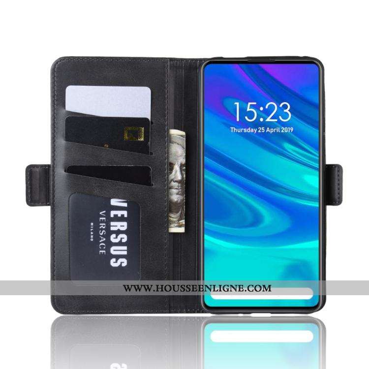 Étui Huawei P Smart Z Portefeuille Modèle Fleurie Coque Téléphone Portable Bovins Noir