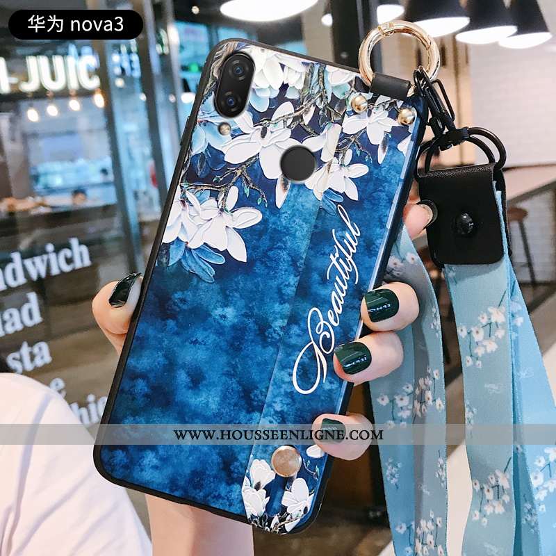 Étui Huawei P20 Lite Créatif Gaufrage Protection Bleu Incassable Silicone