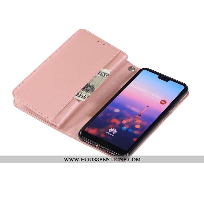 Étui Huawei P20 Lite Portefeuille Fermeture Éclair Rose Violet Cuir Véritable Téléphone Portable