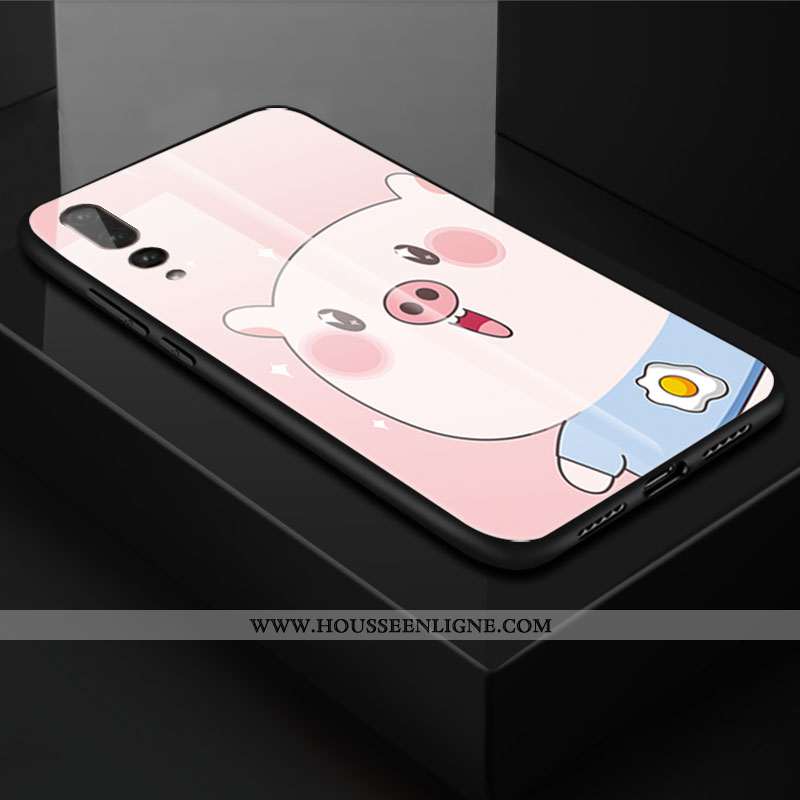 Étui Huawei P20 Pro Personnalité Créatif Fluide Doux Téléphone Portable Coque Verre Rose