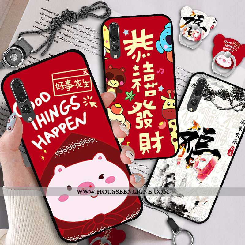 Étui Huawei P20 Pro Silicone Dessin Animé Téléphone Portable Coque Tendance Rat Fluide Doux Rose