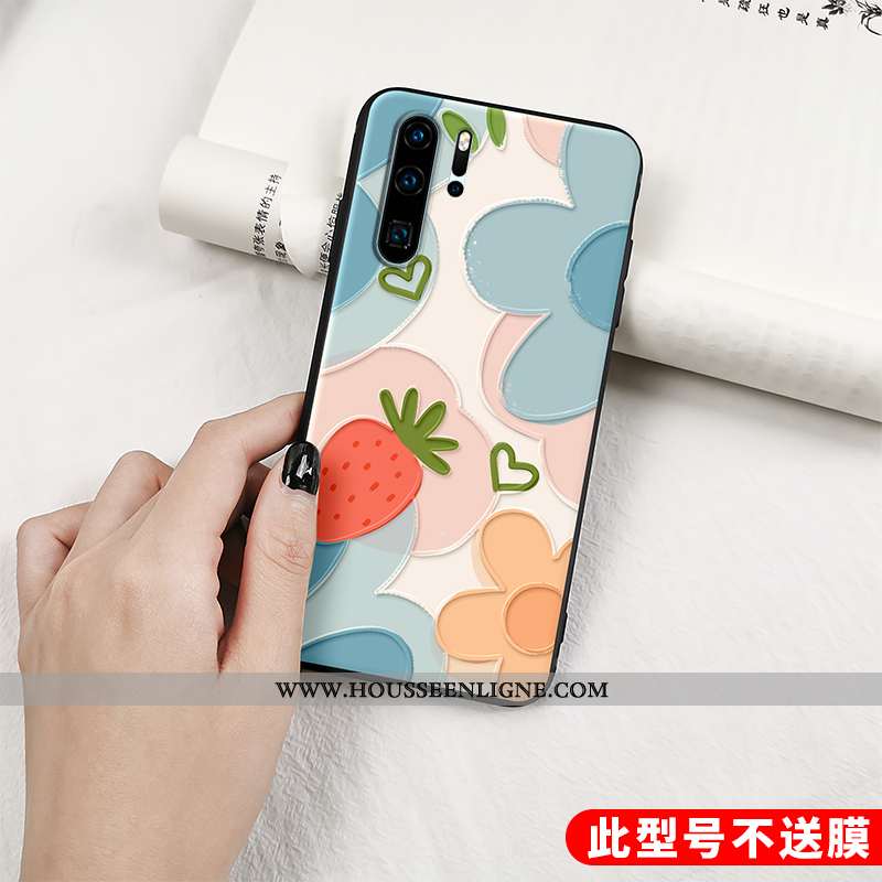 Étui Huawei P30 Pro Protection Délavé En Daim Fruit Gaufrage Créatif Téléphone Portable Vent Orange