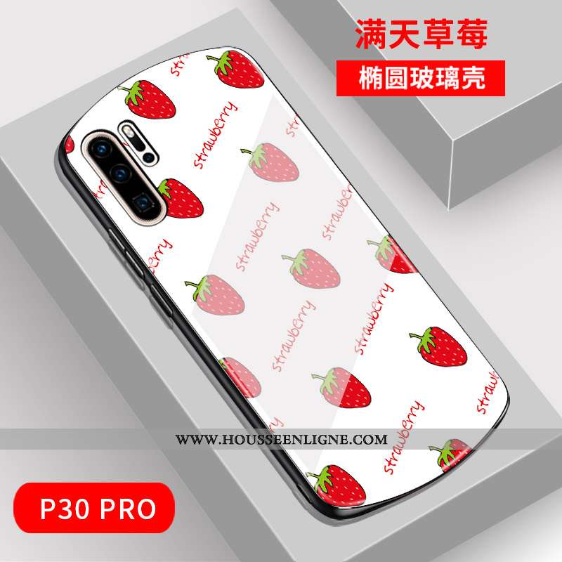 Étui Huawei P30 Pro Verre Dessin Animé Coque Net Rouge Téléphone Portable Mode Charmant Verte