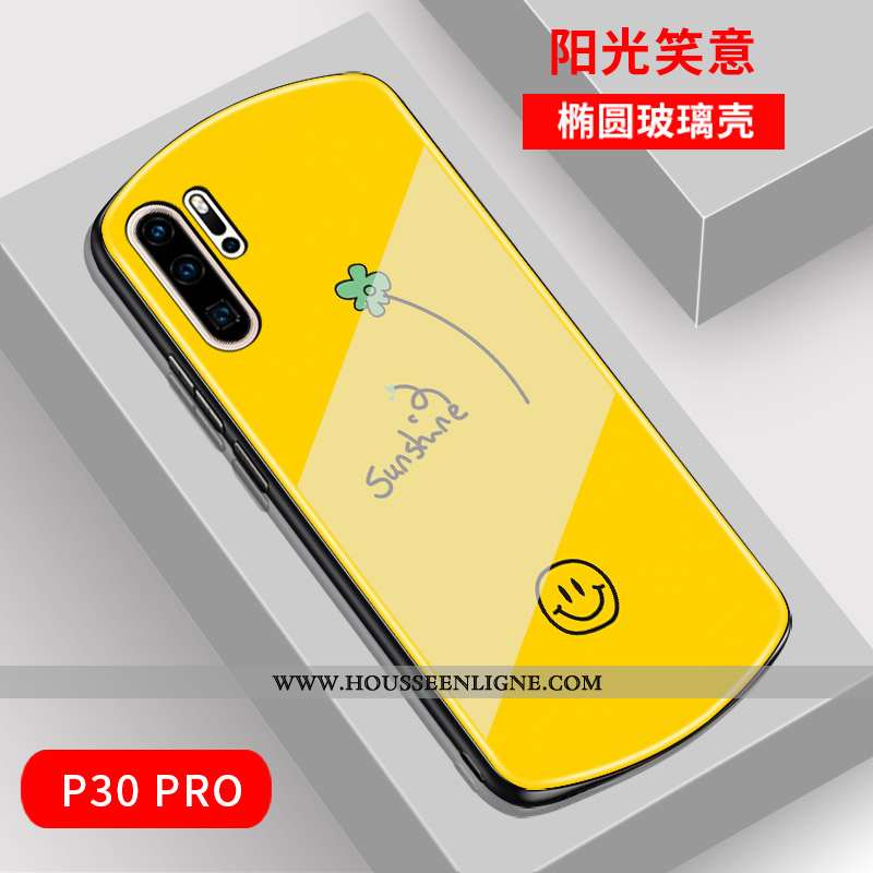 Étui Huawei P30 Pro Verre Dessin Animé Coque Net Rouge Téléphone Portable Mode Charmant Verte