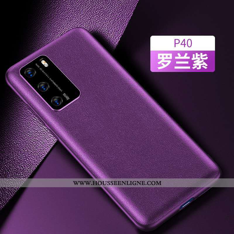 Étui Huawei P40 Cuir Incassable Violet Téléphone Portable Coque