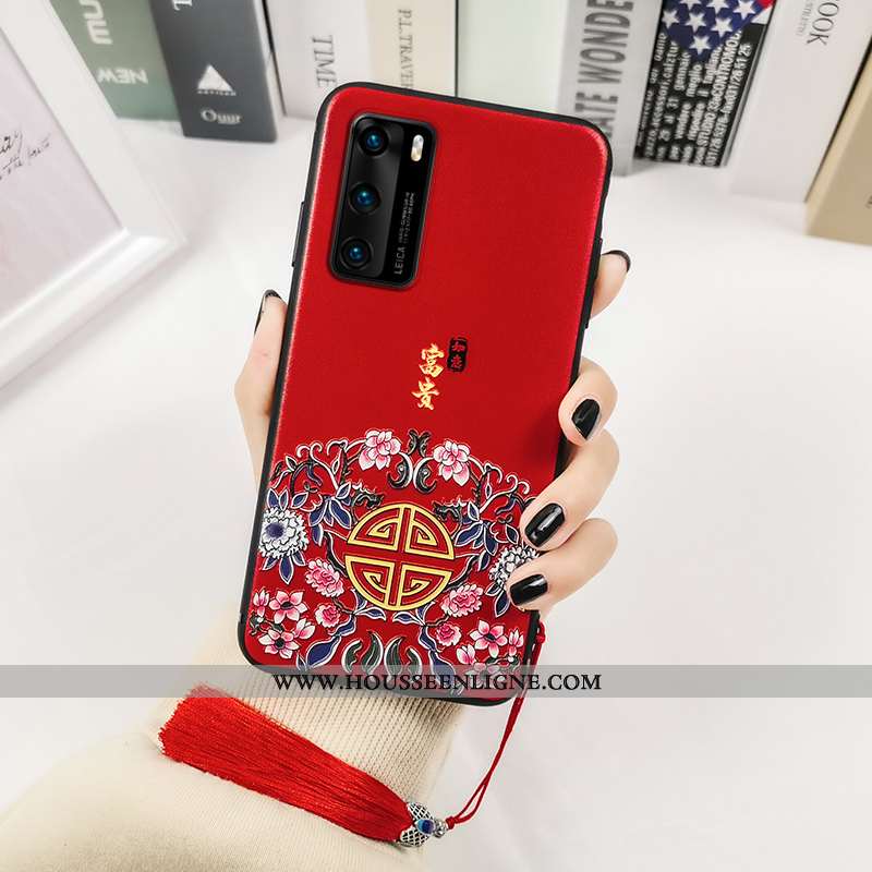 Étui Huawei P40 Fluide Doux Protection Téléphone Portable Coque Rouge