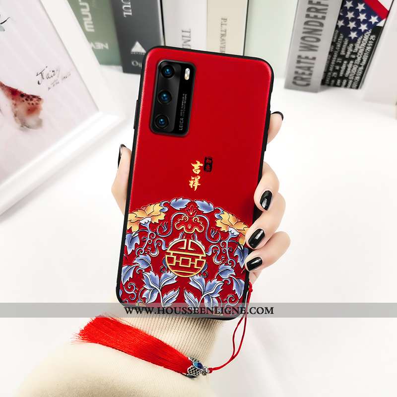 Étui Huawei P40 Fluide Doux Protection Téléphone Portable Coque Rouge