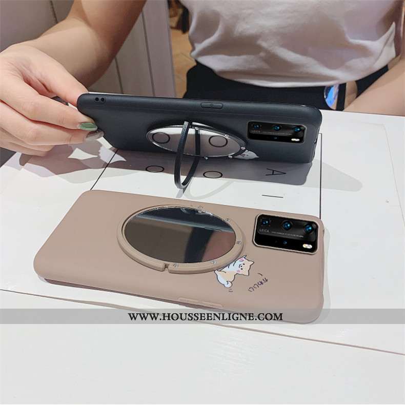 Étui Huawei P40 Fluide Doux Silicone Incassable Téléphone Portable Personnalité Support Mode Verte