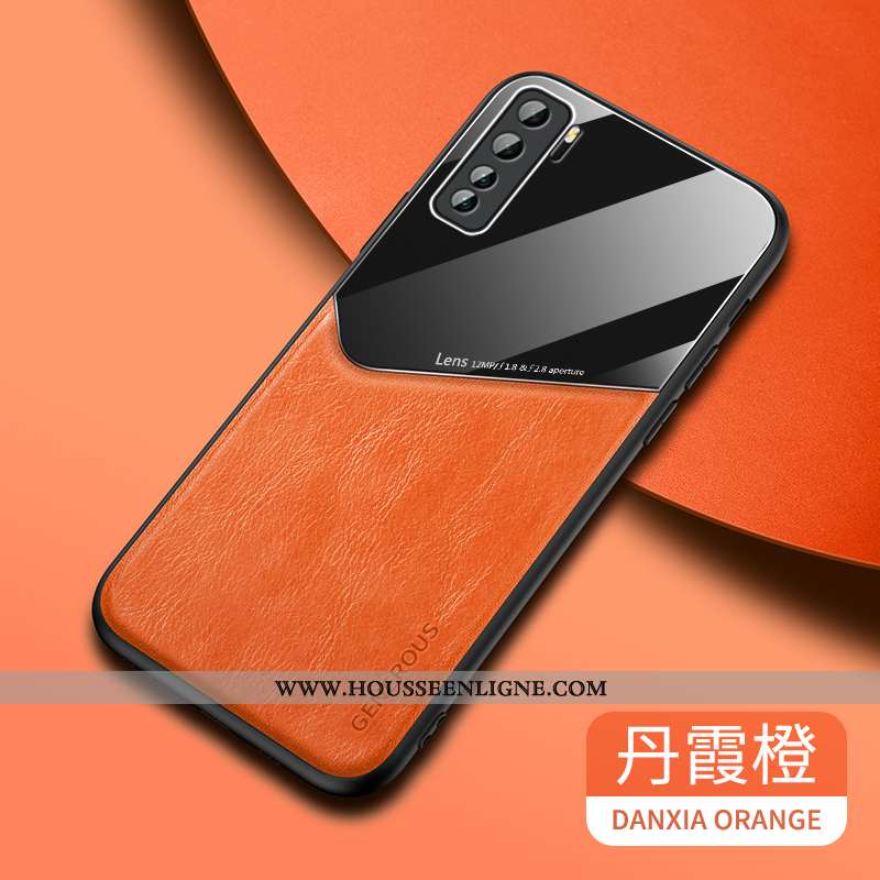 Étui Huawei P40 Lite 5g Cuir Modèle Fleurie Orange Tendance Coque Incassable