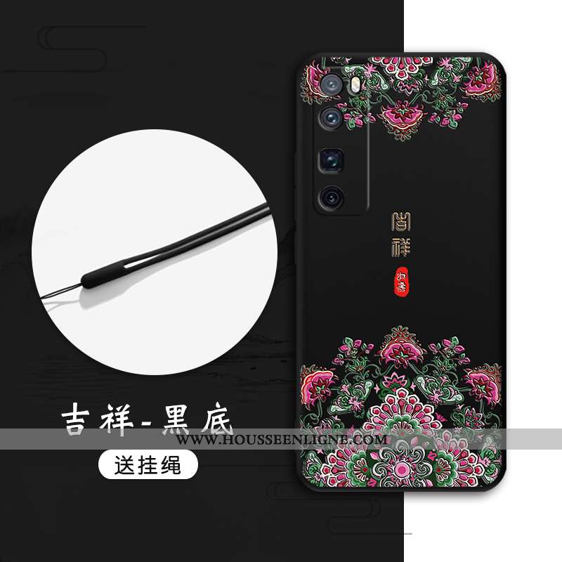 Étui Huawei P40 Lite 5g Gaufrage Tendance Tout Compris Protection Style Chinois Vent Noir