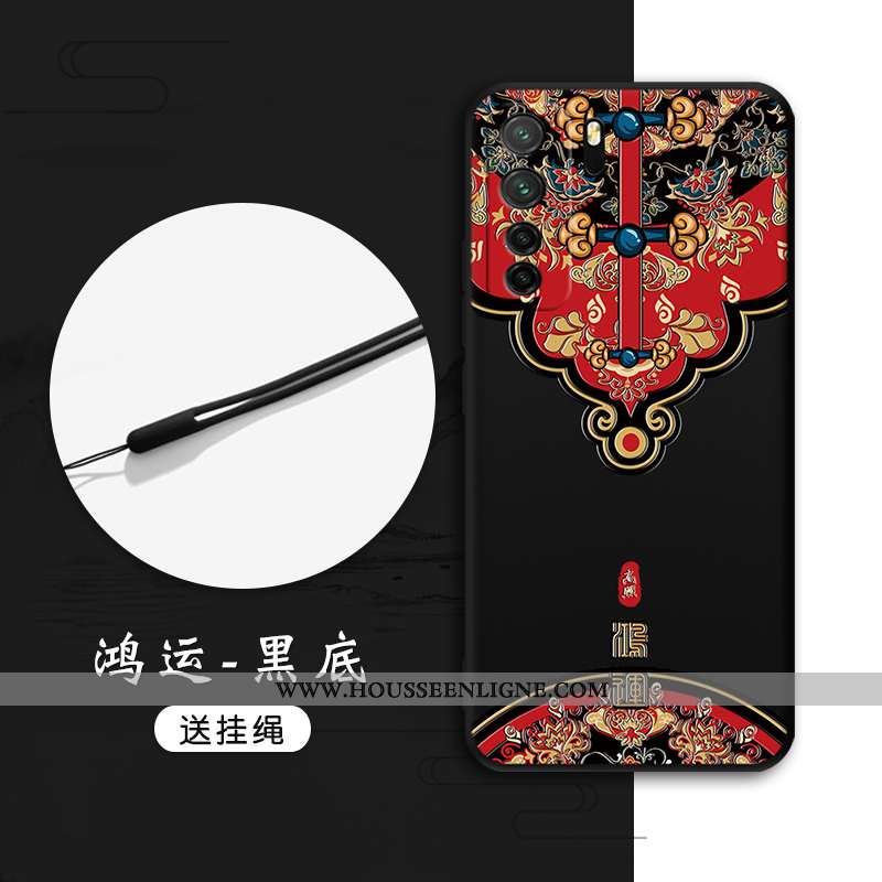 Étui Huawei P40 Lite 5g Gaufrage Tendance Tout Compris Protection Style Chinois Vent Noir