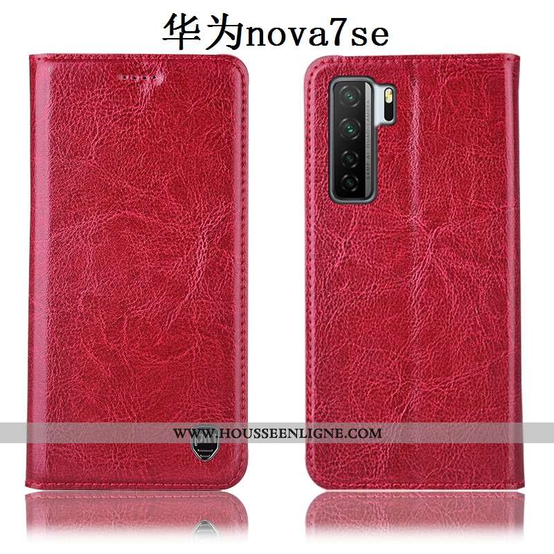 Étui Huawei P40 Lite 5g Modèle Fleurie Protection Incassable Rouge Tout Compris Cuir Véritable Rose
