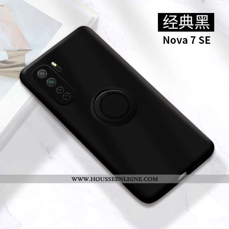 Étui Huawei P40 Lite 5g Protection Fluide Doux Silicone Anneau Vert Incassable Téléphone Portable Ve