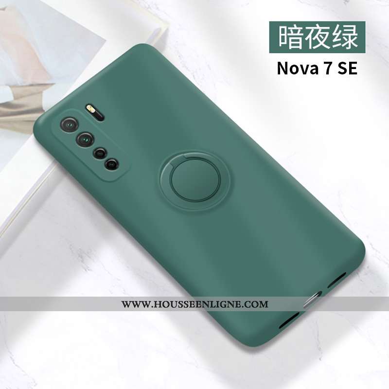 Étui Huawei P40 Lite 5g Protection Fluide Doux Silicone Anneau Vert Incassable Téléphone Portable Ve
