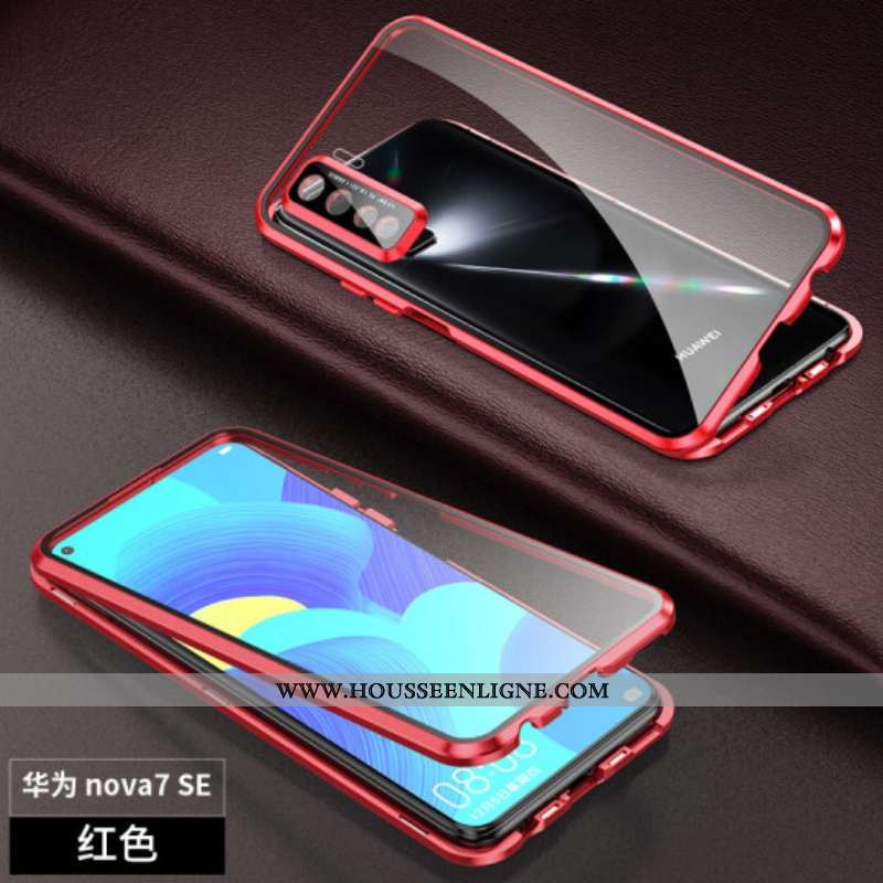 Étui Huawei P40 Lite 5g Verre Protection Coque Magnétisme Téléphone Portable Difficile Violet