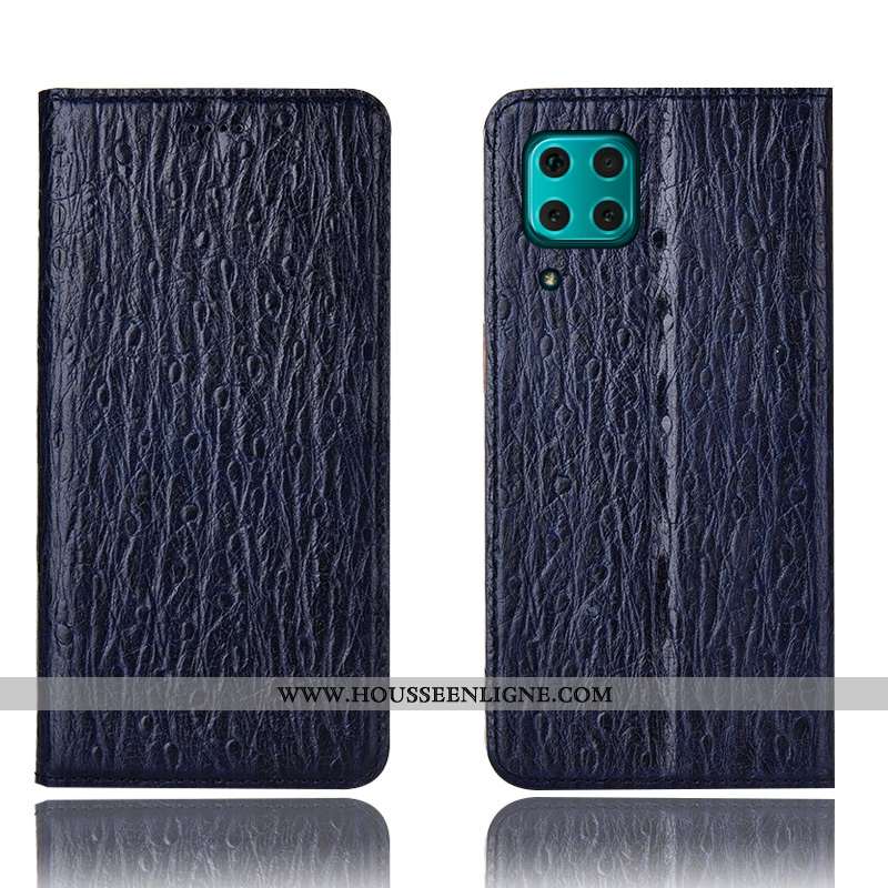 Étui Huawei P40 Lite Modèle Fleurie Protection Bleu Marin Téléphone Portable Housse Coque Bleu Foncé