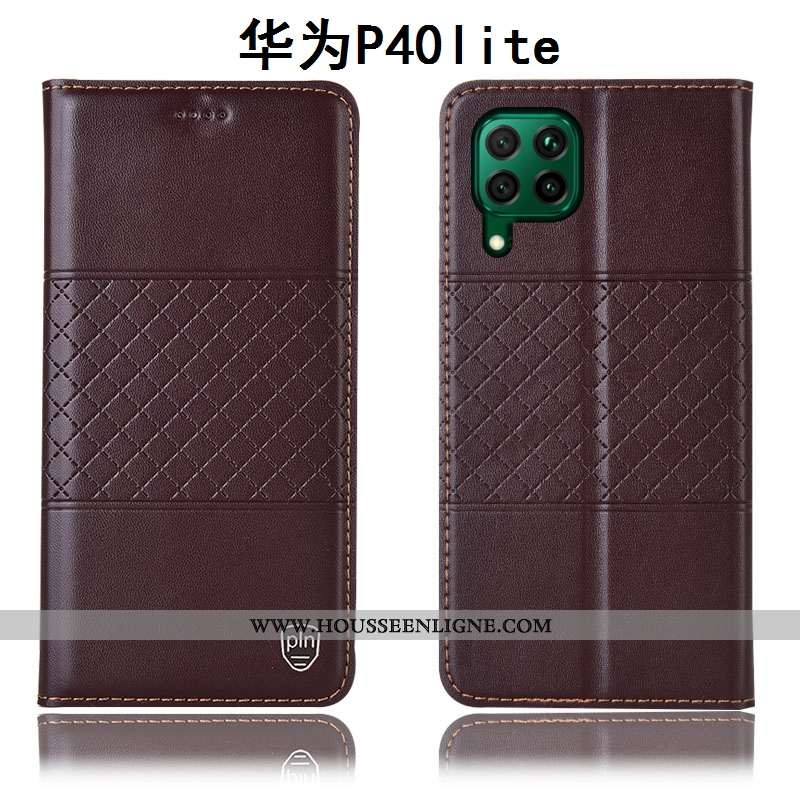 Étui Huawei P40 Lite Protection Cuir Véritable Coque Jaune Tout Compris Téléphone Portable