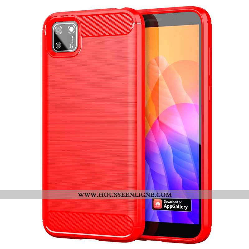 Étui Huawei Y5p Fluide Doux Silicone Téléphone Portable Protection Rouge Soie