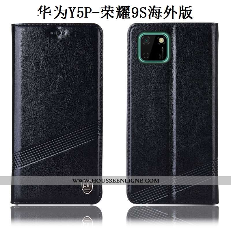 Étui Huawei Y5p Protection Cuir Véritable Incassable Tout Compris Marron Téléphone Portable