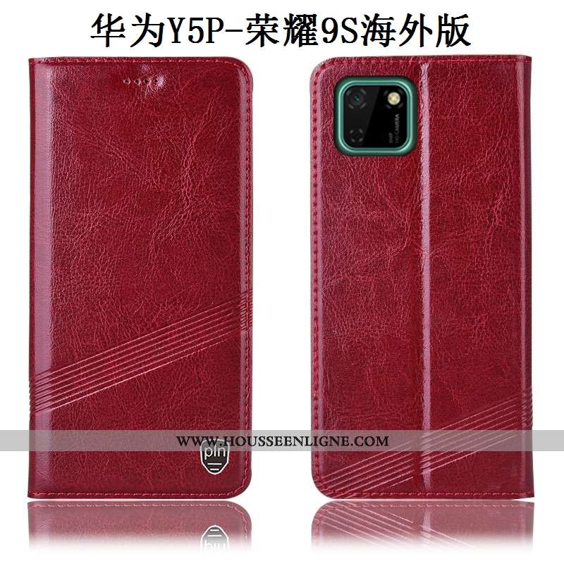 Étui Huawei Y5p Protection Cuir Véritable Incassable Tout Compris Marron Téléphone Portable