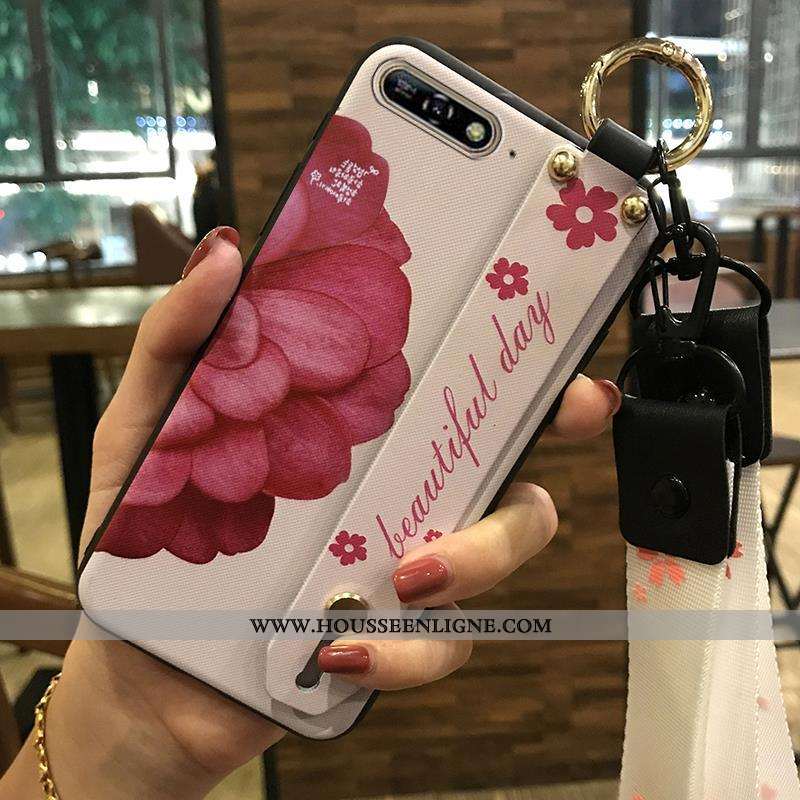 Étui Huawei Y6 2020 Créatif Fluide Doux Rose Frais Coque Téléphone Portable