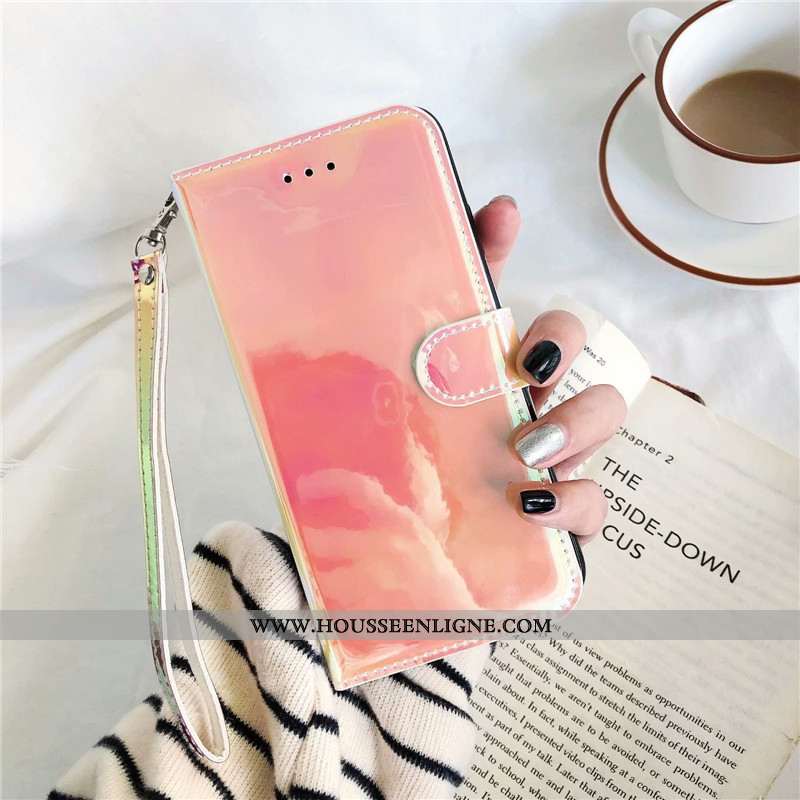 Étui Huawei Y6 2020 Fluide Doux Cuir Rose Coloré Téléphone Portable Miroir