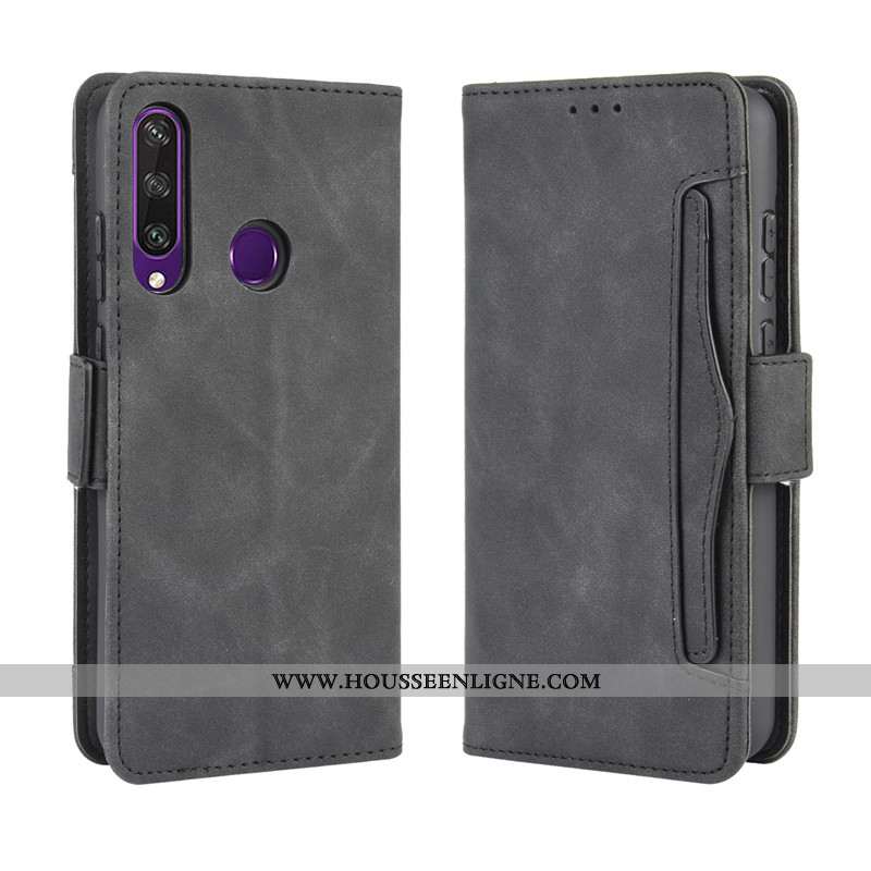 Étui Huawei Y6p Protection Cuir Housse Coque Téléphone Portable Noir