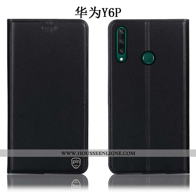 Étui Huawei Y6p Protection Cuir Véritable Jaune Housse Incassable Téléphone Portable Coque