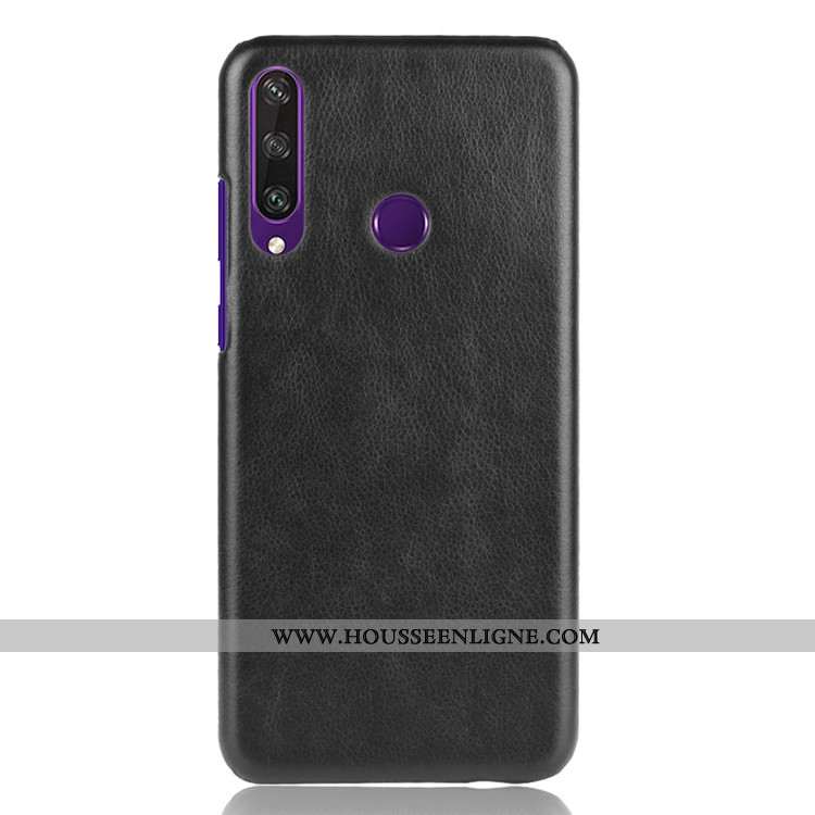 Étui Huawei Y6p Tendance Cuir Protection Noir Litchi Incassable Téléphone Portable