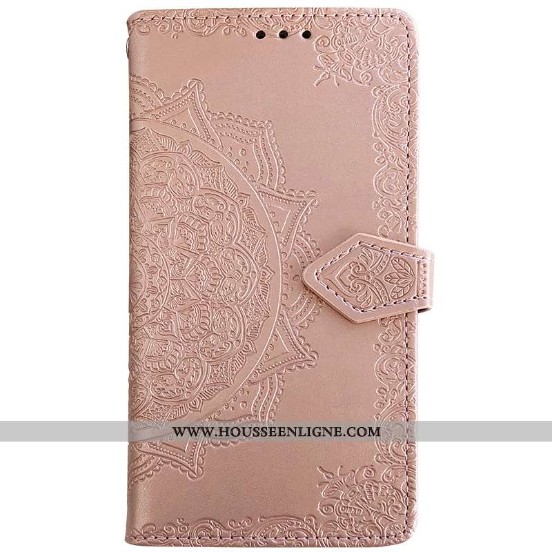 Étui Huawei Y7 2020 Cuir Fluide Doux Téléphone Portable Clamshell Gaufrage Carte Coque Rose