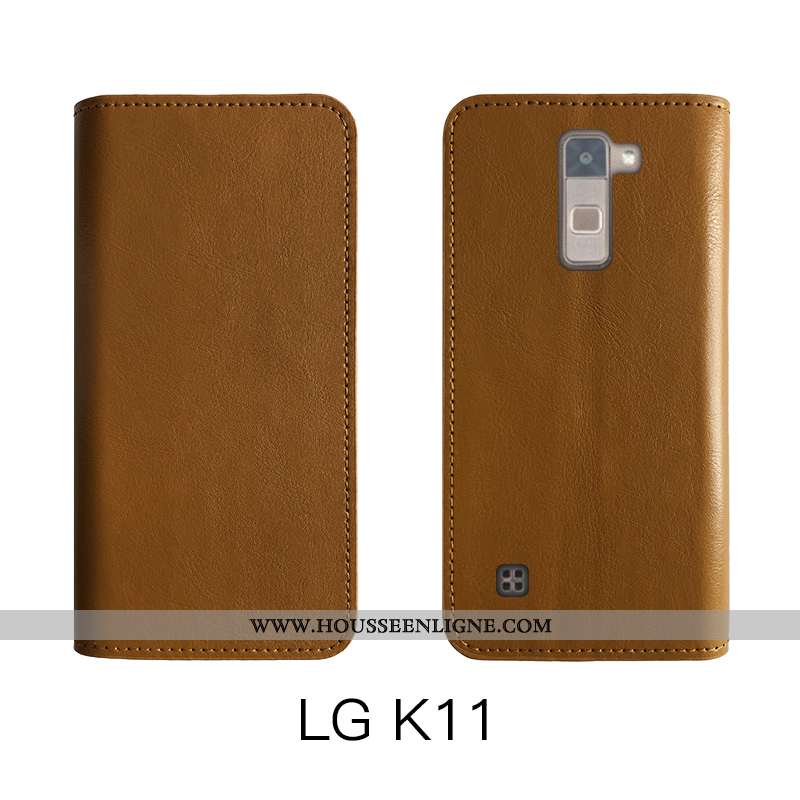 Étui Lg K11 Fluide Doux Protection Marron Simple Téléphone Portable Cuir Véritable