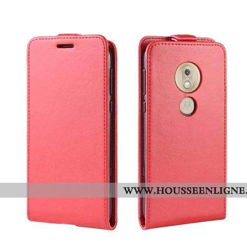 Étui Moto G7 Play Fluide Doux Protection Téléphone Portable Cuir Coque Clamshell Rouge