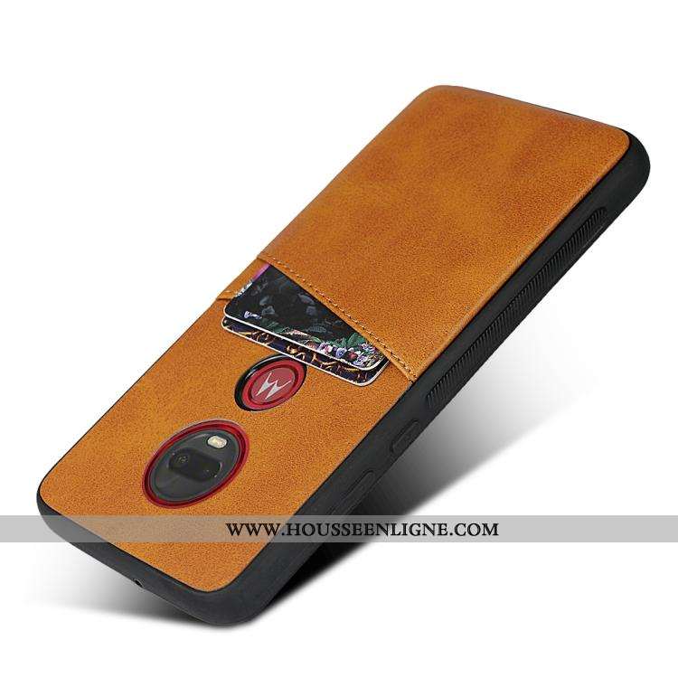 Étui Moto G7 Plus Silicone Protection Fluide Doux Carte Coque Téléphone Portable Jaune