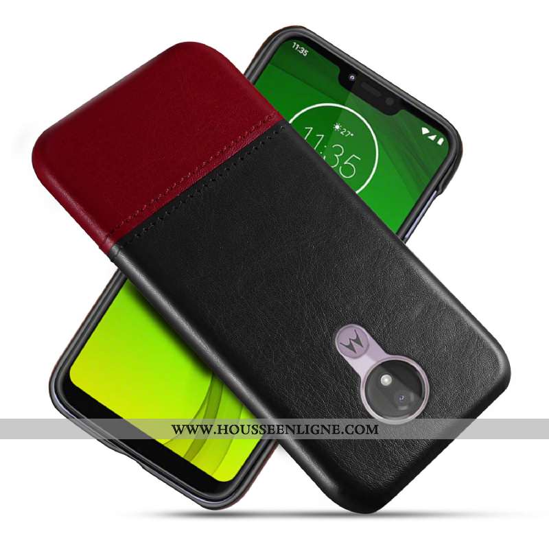 Étui Moto G7 Power Protection Cuir Véritable Coque Noir Téléphone Portable Business Qualité