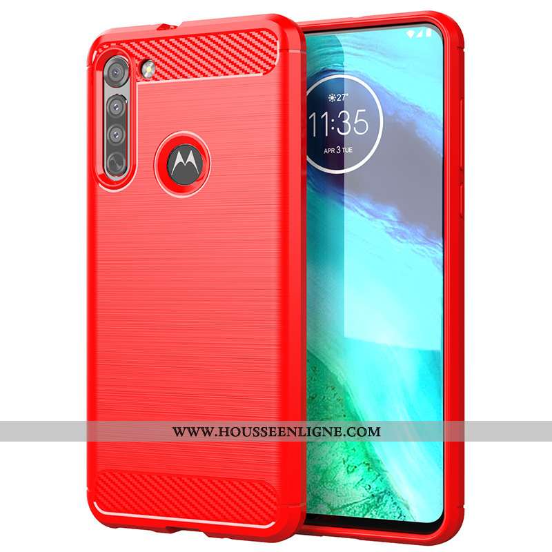 Étui Moto G8 Power Lite Protection Silicone Coque Téléphone Portable Rouge