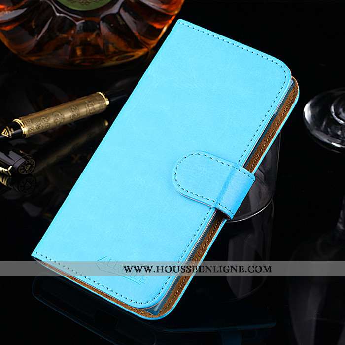 Étui Motorola Edge Protection Délavé En Daim Tissu Cuir Téléphone Portable Coque Bleu