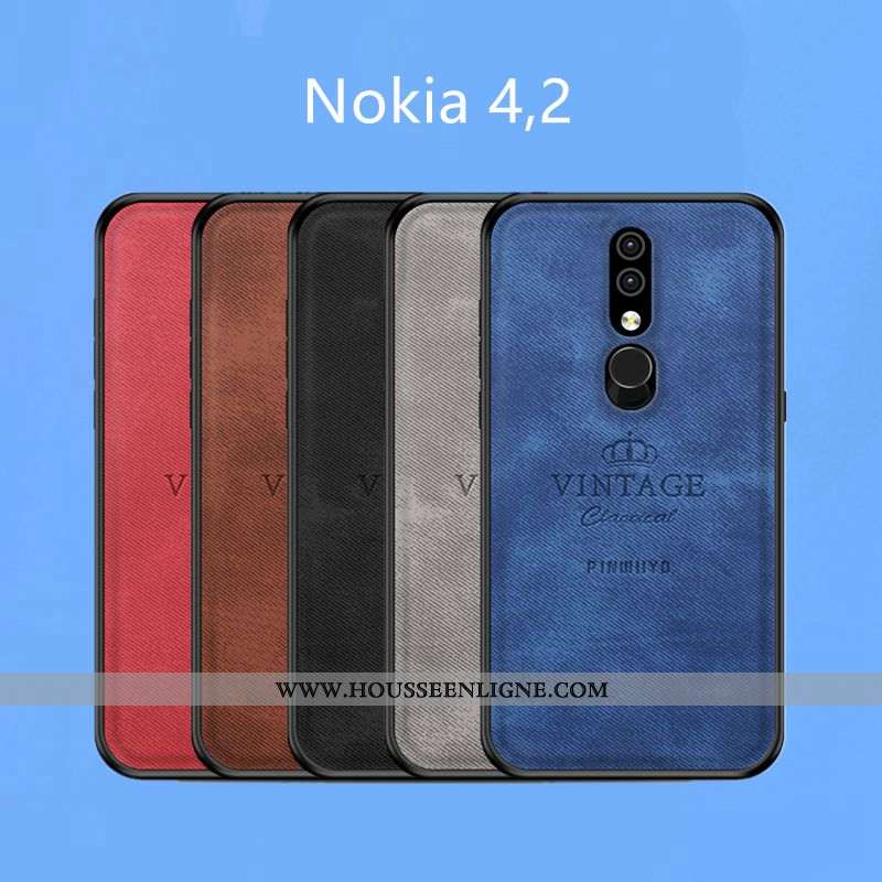 Étui Nokia 4.2 Créatif Modèle Fleurie Gris Antidérapant Téléphone Portable Coque Toile