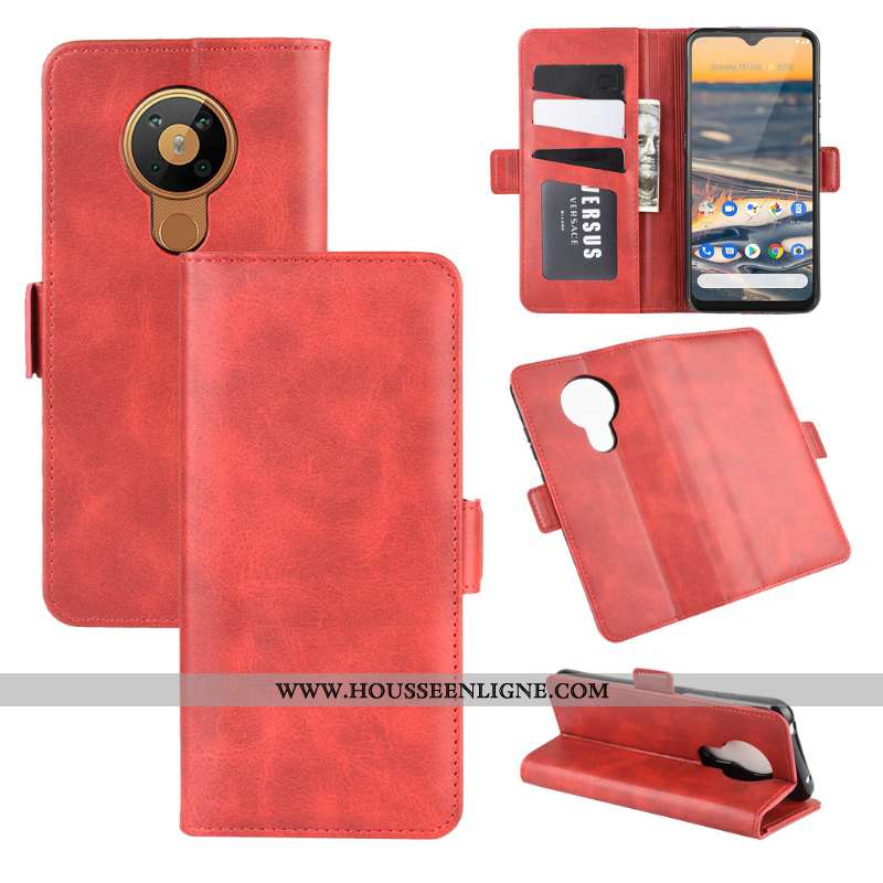 Étui Nokia 5.3 Cuir Modèle Fleurie Téléphone Portable Protection Clamshell Une Agrafe Rouge