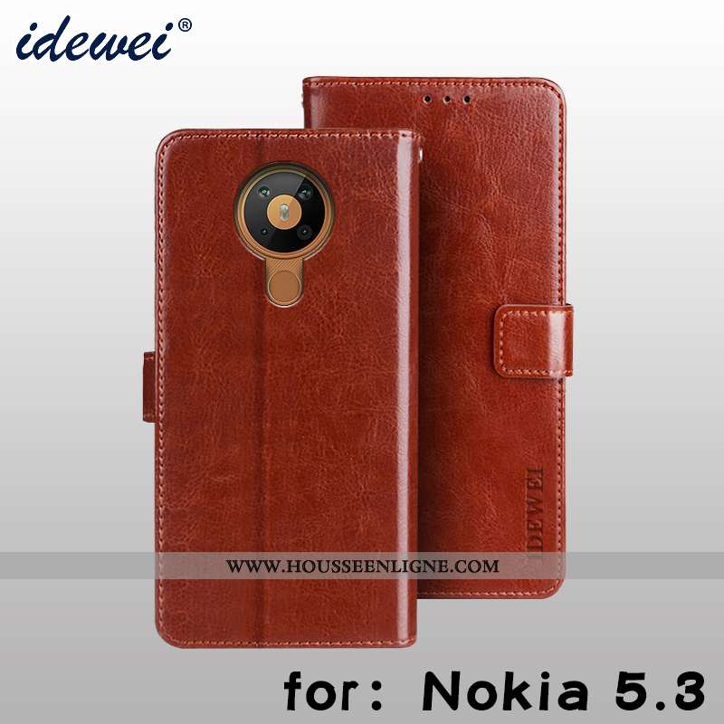 Étui Nokia 5.3 Cuir Protection Téléphone Portable Carte Portefeuille Housse Marron