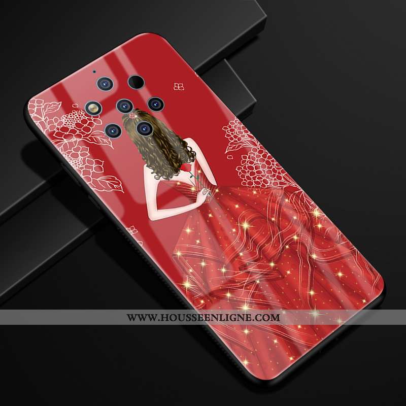 Étui Nokia 9 Pureview Protection Verre Yarn Rouge Créatif Téléphone Portable Coque