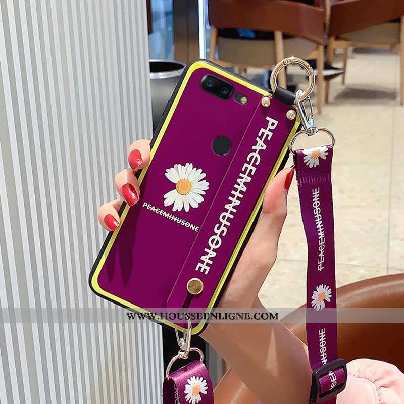 Étui Oneplus 5t Protection Délavé En Daim Support Téléphone Portable Violet Dragon