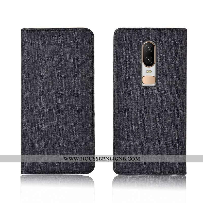 Étui Oneplus 6 Fluide Doux Silicone Coque Incassable Tout Compris Téléphone Portable Cuir Noir
