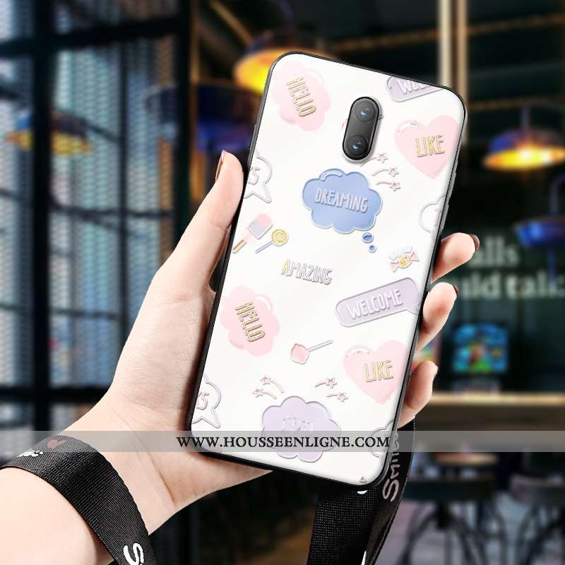Étui Oneplus 6 Ultra Légère Fluide Doux Gaufrage Dimensionnel Téléphone Portable Créatif Rose