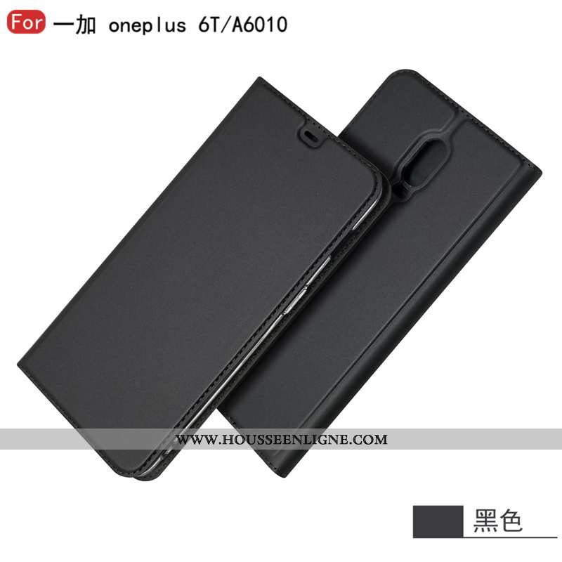 Étui Oneplus 6t Cuir Protection Téléphone Portable Business Carte Incassable Noir