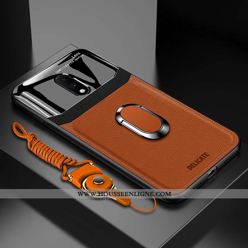 Étui Oneplus 7 Pro Verre Personnalité Silicone Incassable Tout Compris Téléphone Portable Anneau Noi