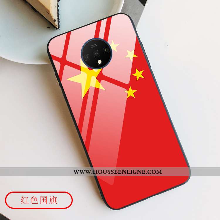 Étui Oneplus 7t Créatif Protection Verre Tout Compris Téléphone Portable Coque Rouge