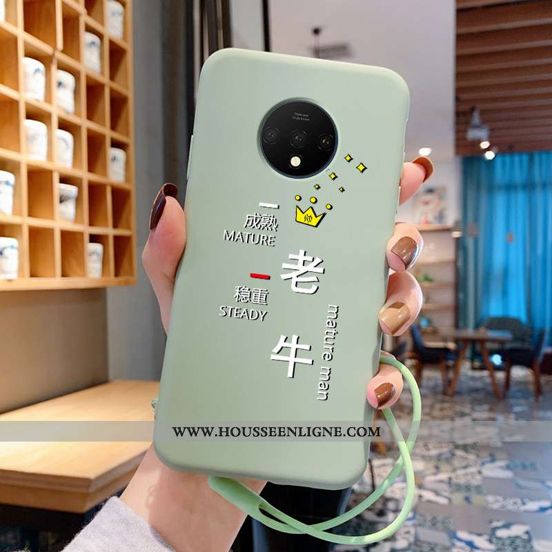 Étui Oneplus 7t Légère Fluide Doux Téléphone Portable Dessin Animé Silicone Coque Amoureux Verte