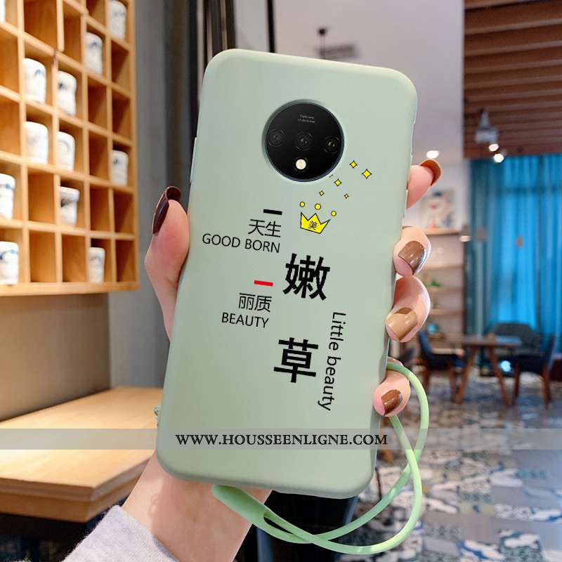 Étui Oneplus 7t Légère Fluide Doux Téléphone Portable Dessin Animé Silicone Coque Amoureux Verte