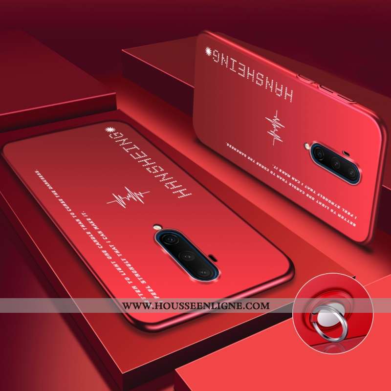 Étui Oneplus 7t Pro Délavé En Daim Personnalité Net Rouge Téléphone Portable Coque Légère Rouge