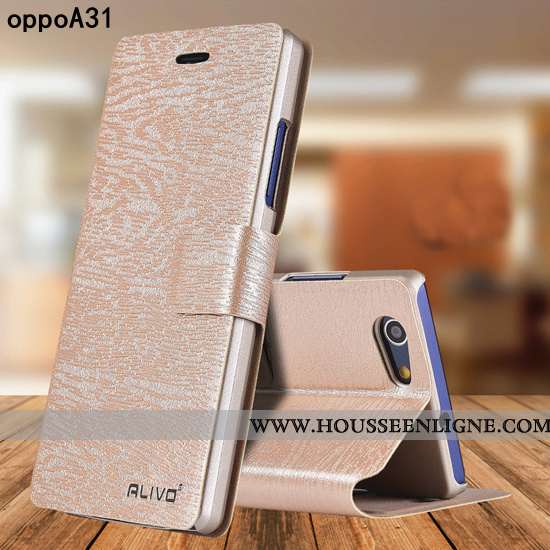 Étui Oppo A31 Cuir Protection Incassable Téléphone Portable Housse Coque Doré